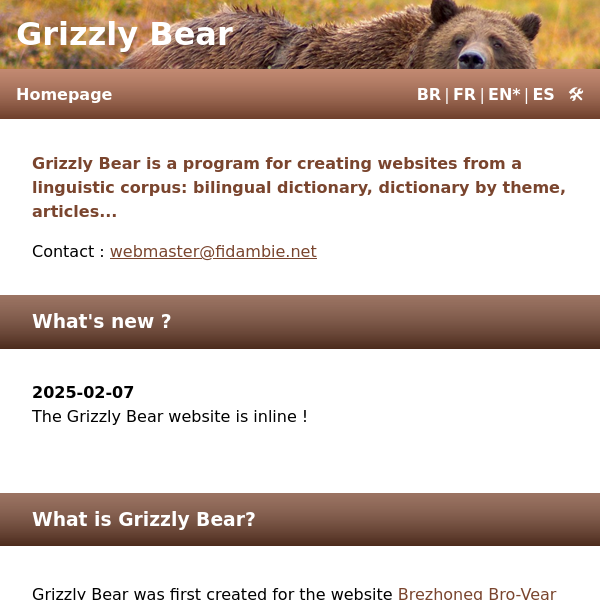 Ur bajenn deus al lec’hienn Grizzly Bear